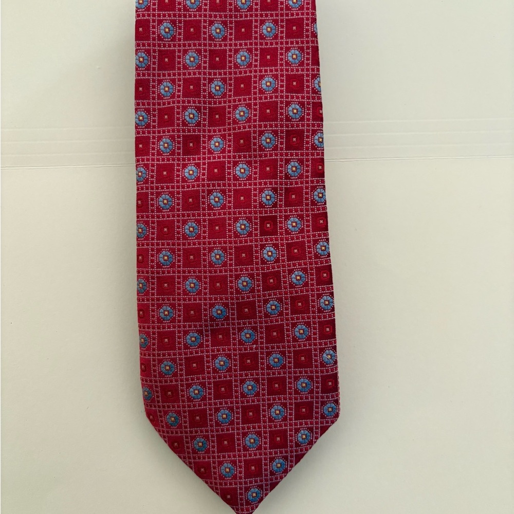 Canali Red and Blue Geometric Tie
